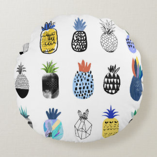 Niedlich strukturierte Ananas, Vintage Kollektion. Rundes Kissen