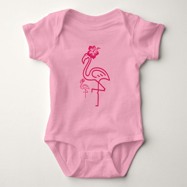 Niedlich Summer Girly Flamingo Baby Strampler (Vorderseite)