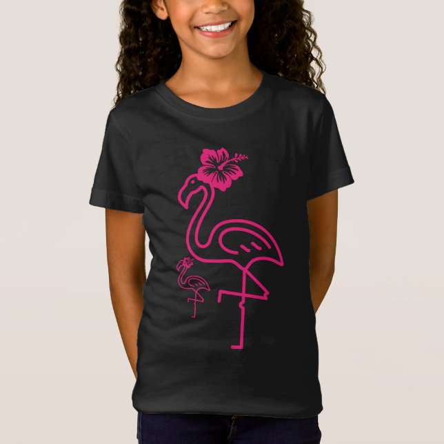 Niedlich Summer Girly Flamingo T-Shirt (Vorderseite)