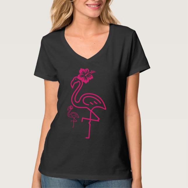 Niedlich Summer Girly Flamingo T-Shirt (Vorderseite)