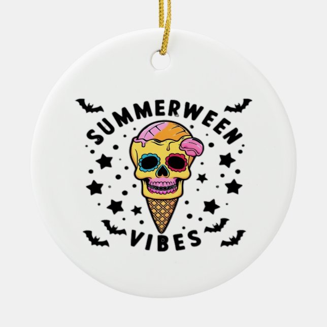 Niedlich Summerween Vibes Skeleton IceCream Summer Keramik Ornament (Vorne)