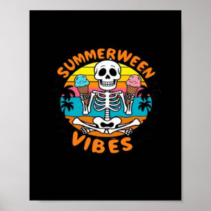 Niedlich Summerween Vibes Skeleton IceCream Summer Poster