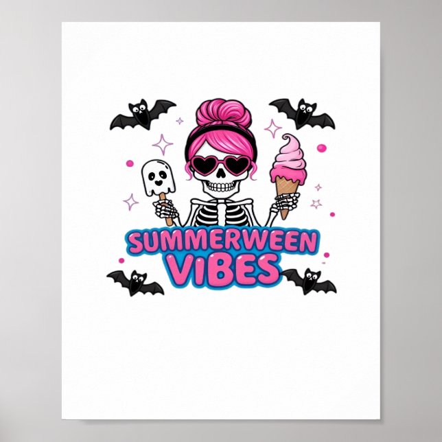 Niedlich Summerween Vibes Skeleton IceCream Summer Poster (Vorne)