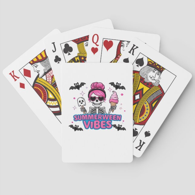 Niedlich Summerween Vibes Skeleton IceCream Summer Spielkarten (Rückseite)