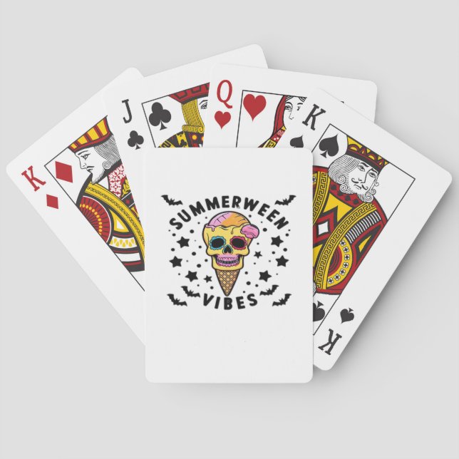 Niedlich Summerween Vibes Skeleton IceCream Summer Spielkarten (Rückseite)