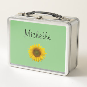 Niedlich Sunflower Monogram Green Metall Brotdose