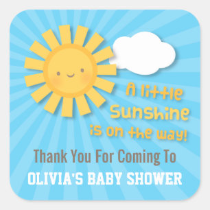 Niedlich Sunshine Baby Dusche Danke Stickers