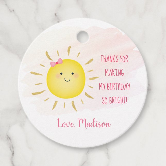 Niedlich Sunshine Pink & Gold Geburtstag Vielen Da Geschenkanhänger (Vorderseite)