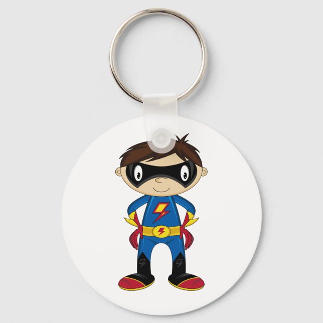 Niedlich Superhero Boy Schlüsselanhänger (Vorderseite)