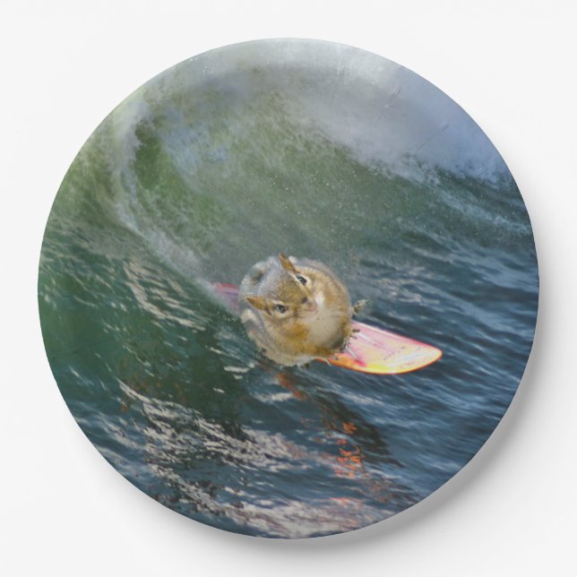 Niedlich Surfen Chipmunk Pappteller (Vorderseite)