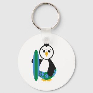 Niedlich Surfer Pinguin Schlüsselanhänger