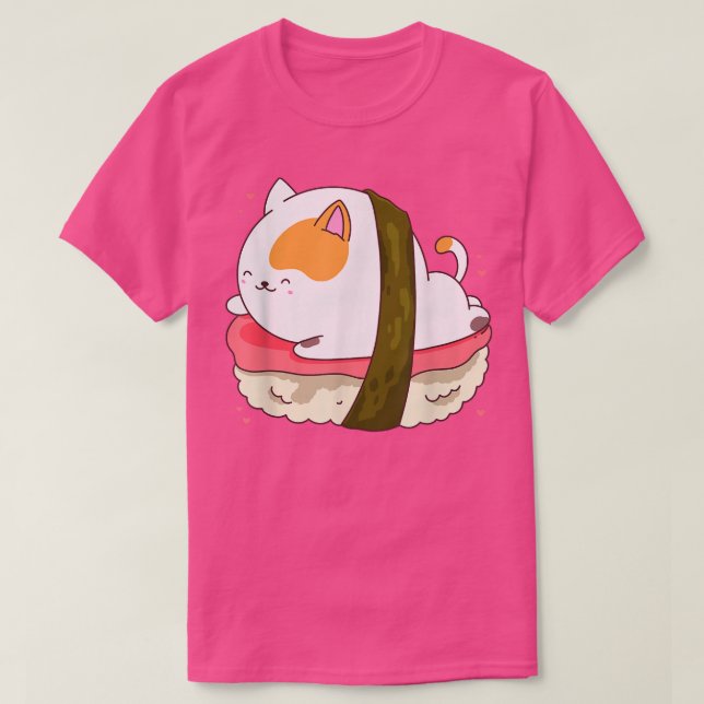 Niedlich Sushi Cat Kawaii Anime Neko Animal Pet Ja T-Shirt (Design vorne)