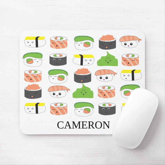 Niedlich Sushi Kawaii Illustration Custom Mousepad (Mit Mouse)