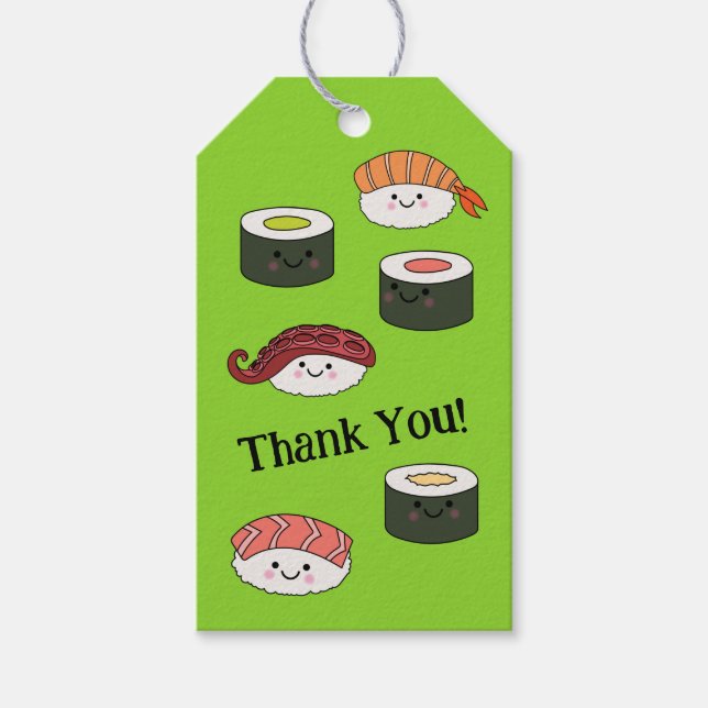 Niedlich Sushi Kinder 1. Geburtstag Party Geschenkanhänger (Vorderseite)