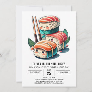 Niedlich Sushi Roll Printable Geburtstag Einladung