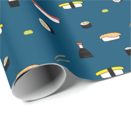 Niedlich Sushi Roll Set Muster Nigiri Maki Blue Geschenkpapier