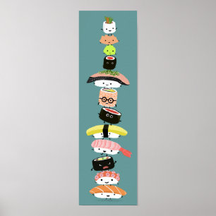 Niedlich Sushi Stack - Turm Kawaii Sushi Freunde Poster