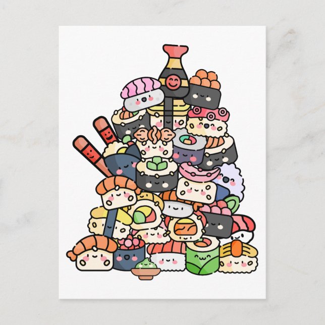 Niedlich Sushi Tower Postkarte (Vorderseite)