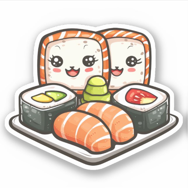 Niedlich Sushi Vinyl Stickers Aufkleber (Vorderseite)