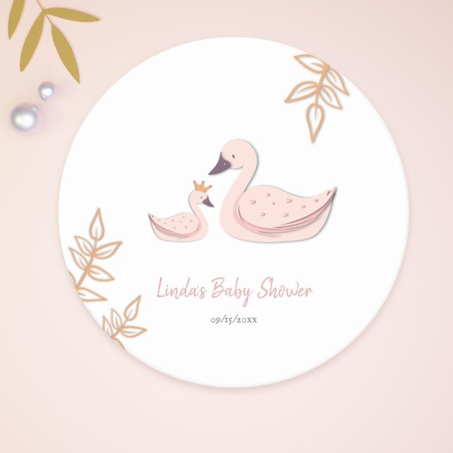 Niedlich Swan Baby Dusche Runder Pappuntersetzer (Von Creator hochgeladen)