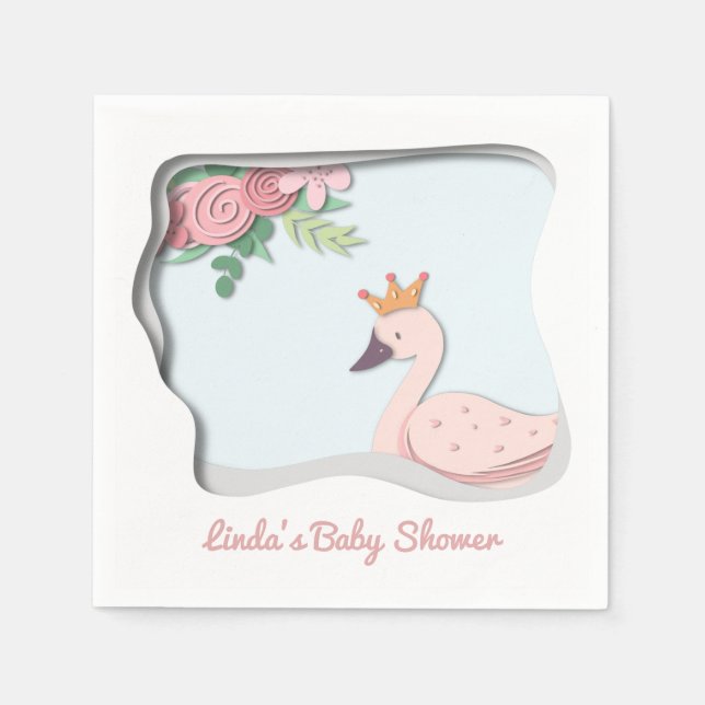 Niedlich Swan Baby Dusche Serviette (Vorderseite)