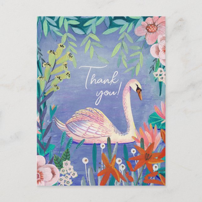 Niedlich Swan Bird EleganBlue Vielen Dank Postkarte (Vorderseite)