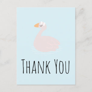 Niedlich Swan Girls Pink Geburtstag Danke Postkarte