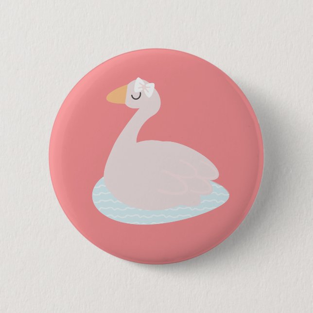 Niedlich Swan Pink Bow Confetti Girls Geburtstagsp Button (Vorderseite)