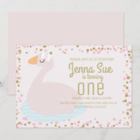 Niedlich Swan Pink Bow Confetti Girls Geburtstagsp