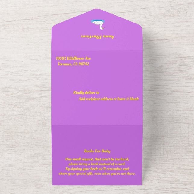 Niedlich Swan Theme Girl Baby Dusche All In One Einladung (Außenbereich)