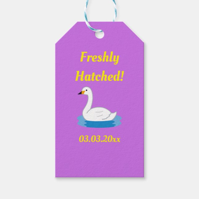 Niedlich Swan Theme Girl Baby Dusche Geschenkanhänger (Vorderseite)