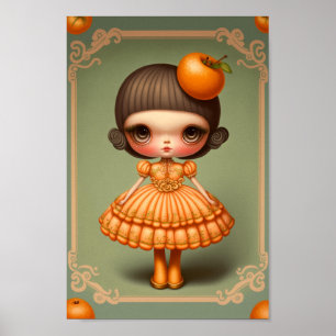 Niedlich Sweet Big Mit Augen Orange Girl Poster