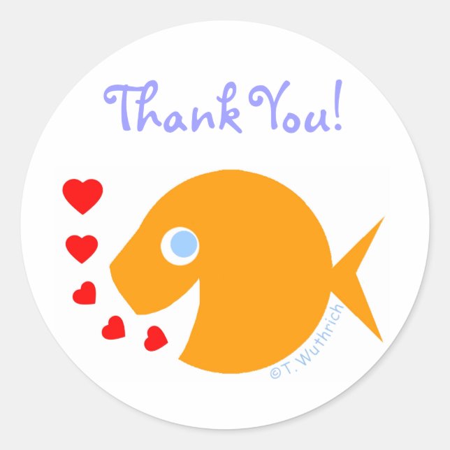 Niedlich Sweet Danke, Goldfish Stickers (Vorderseite)
