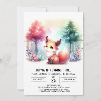 Niedlich Sweet Fox Geburtstag digital Einladung