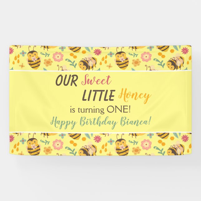Niedlich Sweet Little Honey Bumble Bee Birthday Ba Banner (Horizontal)
