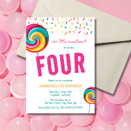 Niedlich Sweet Lollipop Candy 4. Geburtstag Einladung
