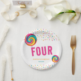 Niedlich Sweet Lollipop Candy 4. Geburtstag Pappteller