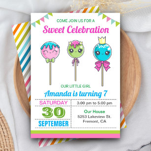 Niedlich Sweet Lollipop Candy Land Birthday Party Einladung