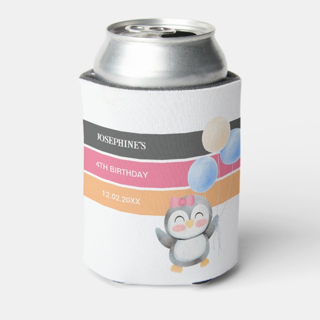 Niedlich Sweet Penguin Balloon Girl Geburtstag Dosenkühler (Kanne Rückseite)