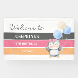 Niedlich Sweet Penguin Balloon Girl Geburtstag Wil Banner