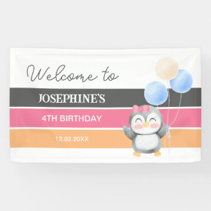 Niedlich Sweet Penguin Balloon Girl Geburtstag Wil Banner