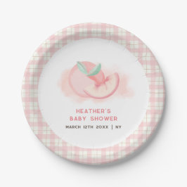 Niedlich Sweet Pink Gingham Peach Baby Dusche Pappteller