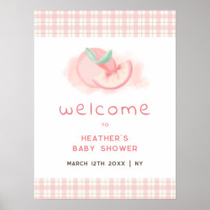 Niedlich Sweet Pink Gingham Peach Baby Dusche Will Poster