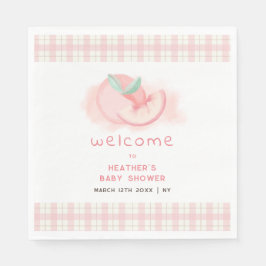 Niedlich Sweet Pink Gingham Peach Baby Dusche Will Serviette