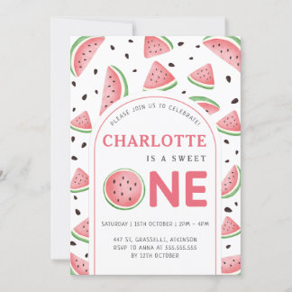 Niedlich Sweet Watermelon 1. Geburtstag Party Einladung