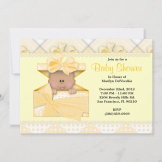 NIEDLICH Sweet Yellow Baby Dusche Einladung