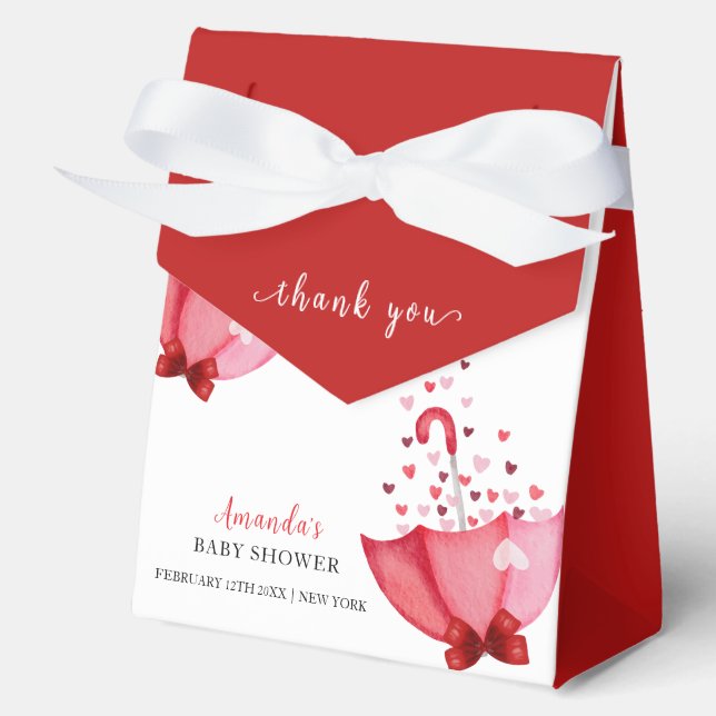 Niedlich Sweetheart Schirm Bow Baby Dusche Geschenkschachtel (Vorderseite)