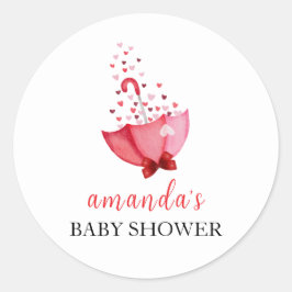 Niedlich Sweetheart Schirm Bow Baby Dusche Runder Aufkleber