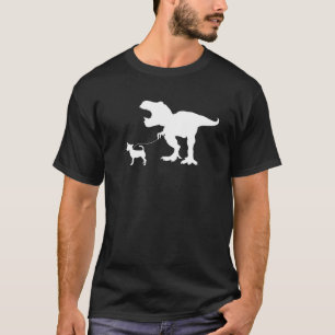Niedlich T Rex Dinosaur Walking Chihuahua Dog Walk T-Shirt
