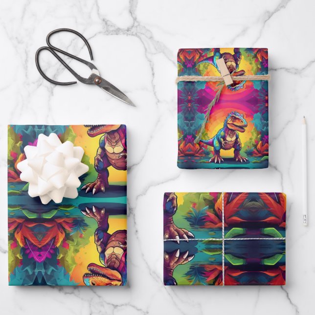 Niedlich T Rex Dinosaurier Geschenkpapier Set (Vorderseite)